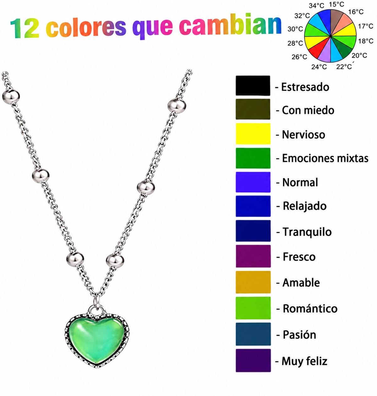 Collar Corazón Mágico — El Collar que Cambia de Color